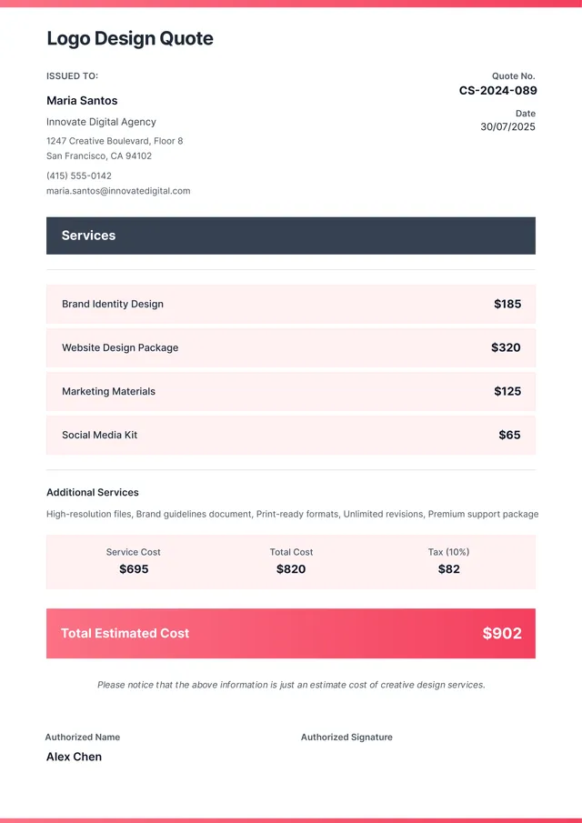 Logo Design Quote Template