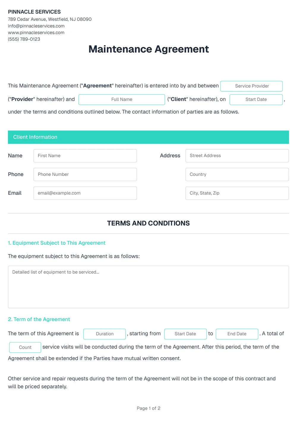 maintenance-agreement form