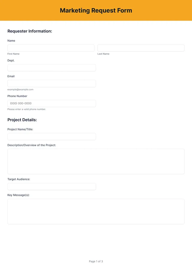 Marketing Request Form Template