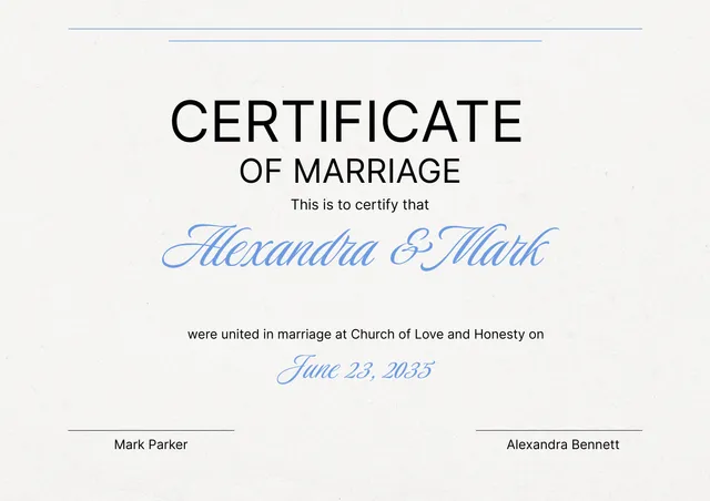 Marriage Certificate Template