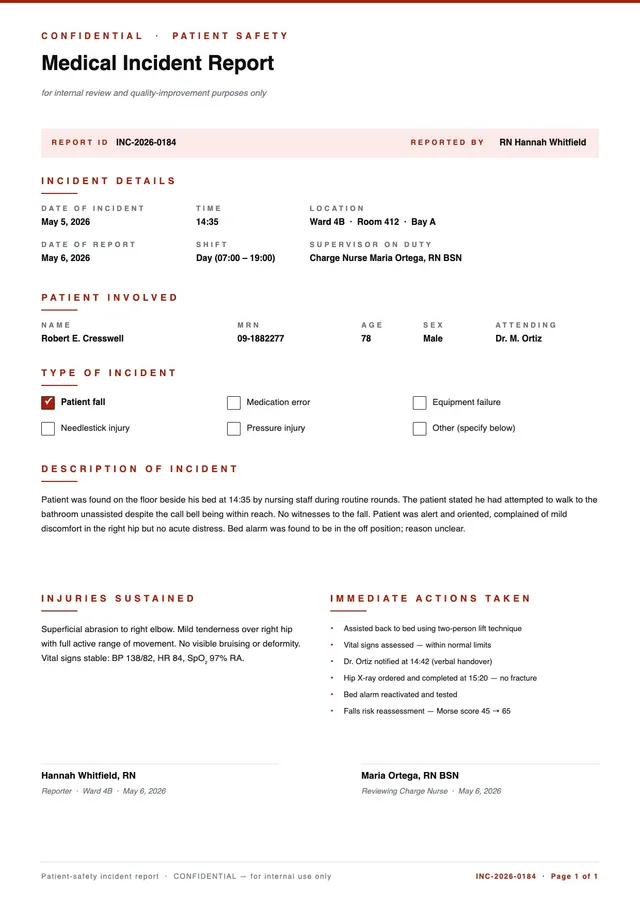 Medical Incident Report