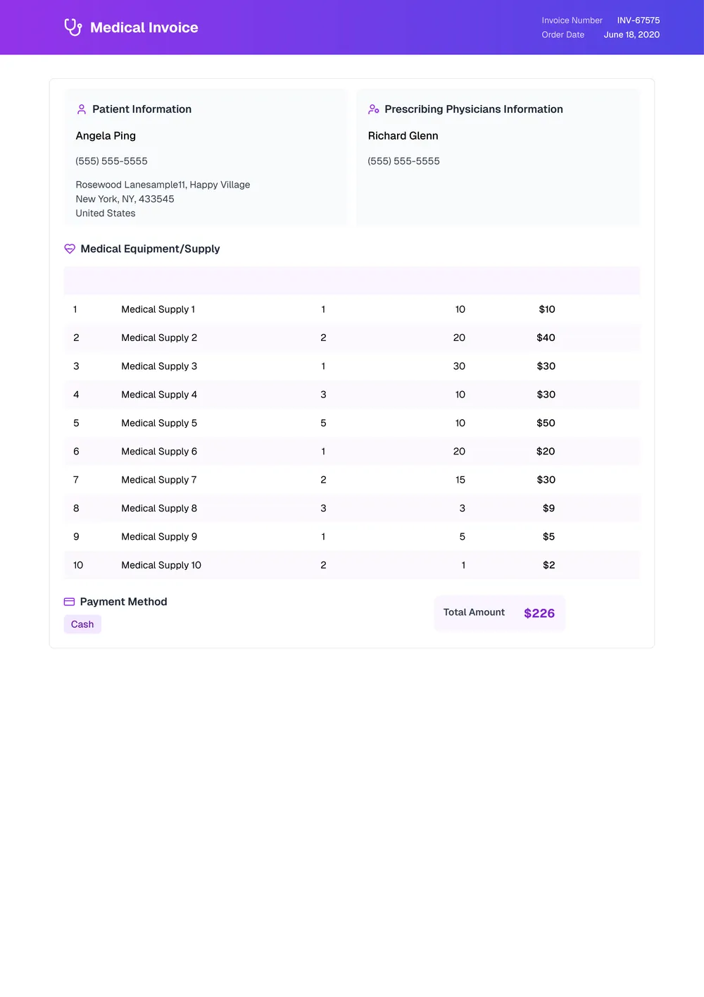 medical-invoice form
