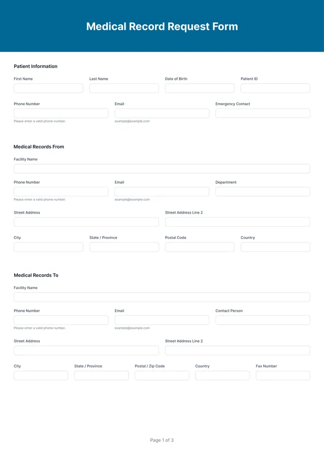 Medical Records Request Form Template