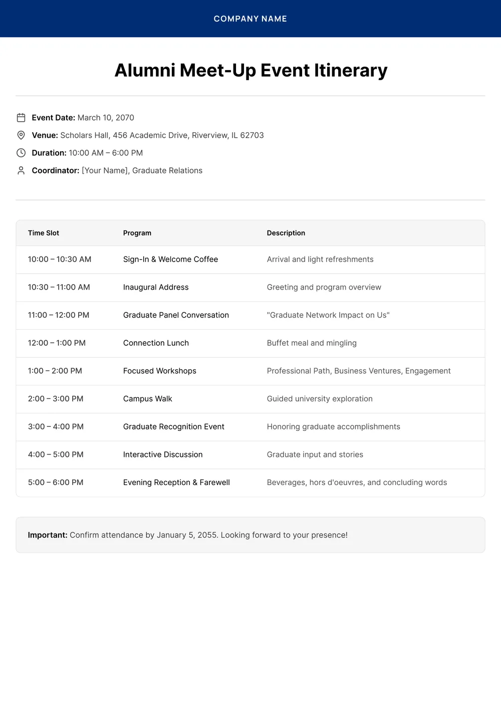 meeting-itinerary form