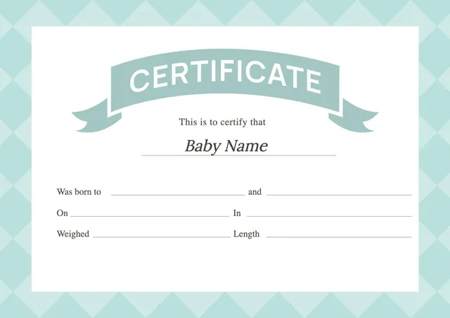 Mint Checkered Birth Certificate