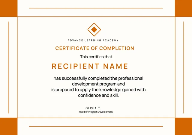 Modern Certificate of Completion