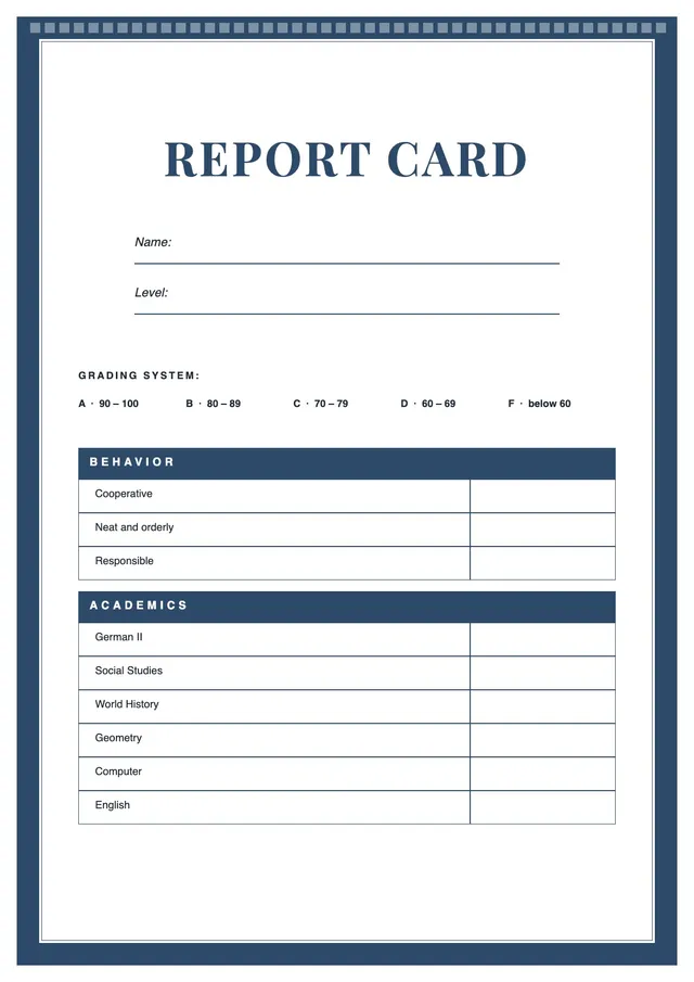 Navy School Report Card