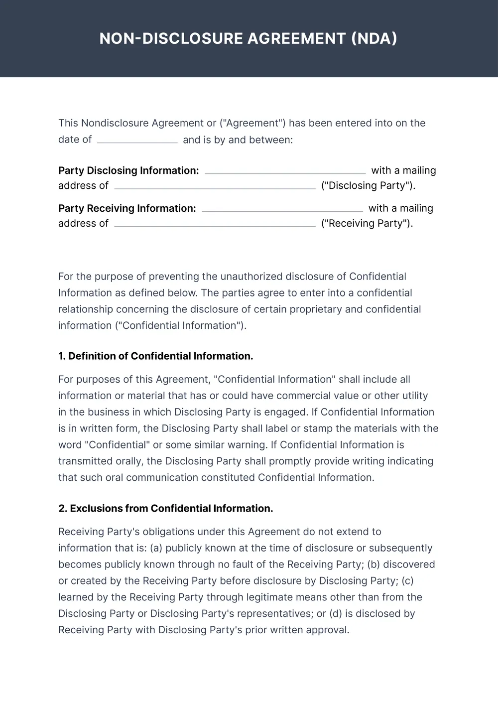 nda-contract form