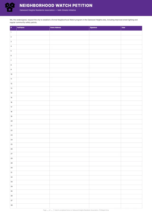 Neighborhood Watch Petition