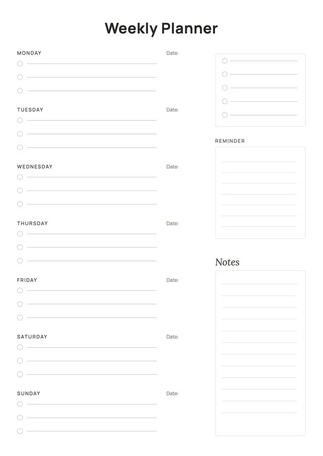Notes Weekly Planner