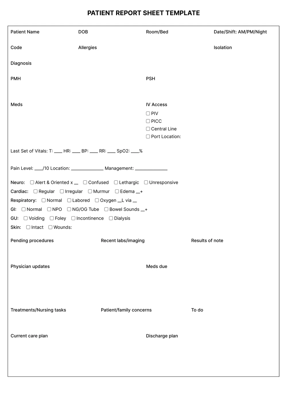 nursing-report form