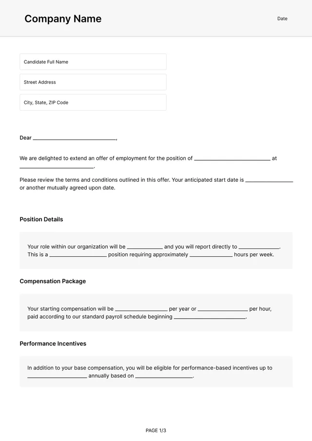 Offer Letter Template
