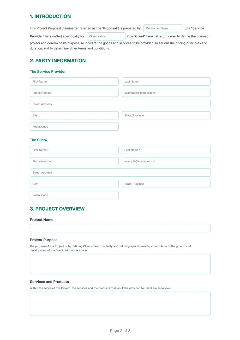One page proposal template 
