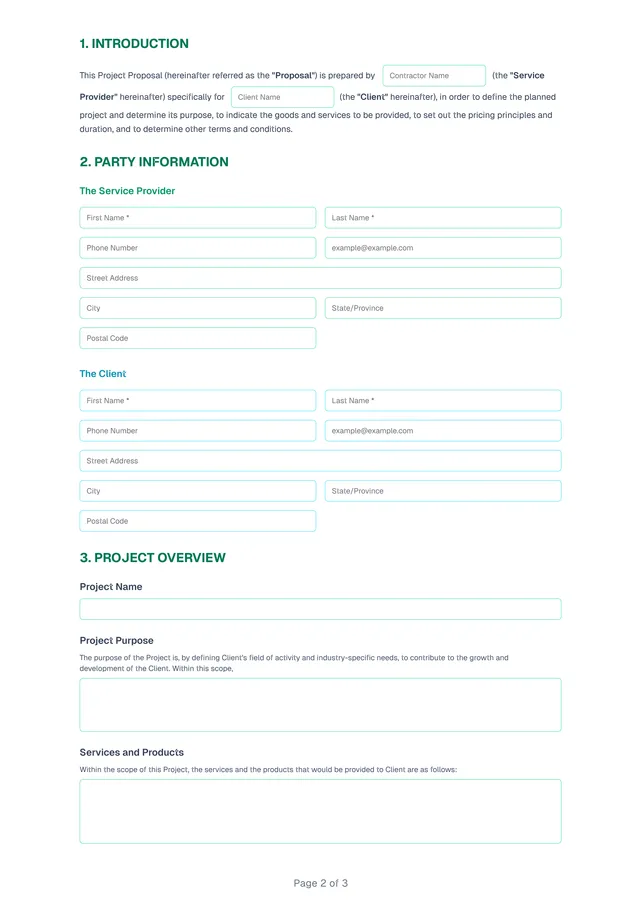 One Page Proposal Template