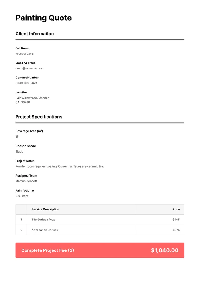 Paint Quote Template