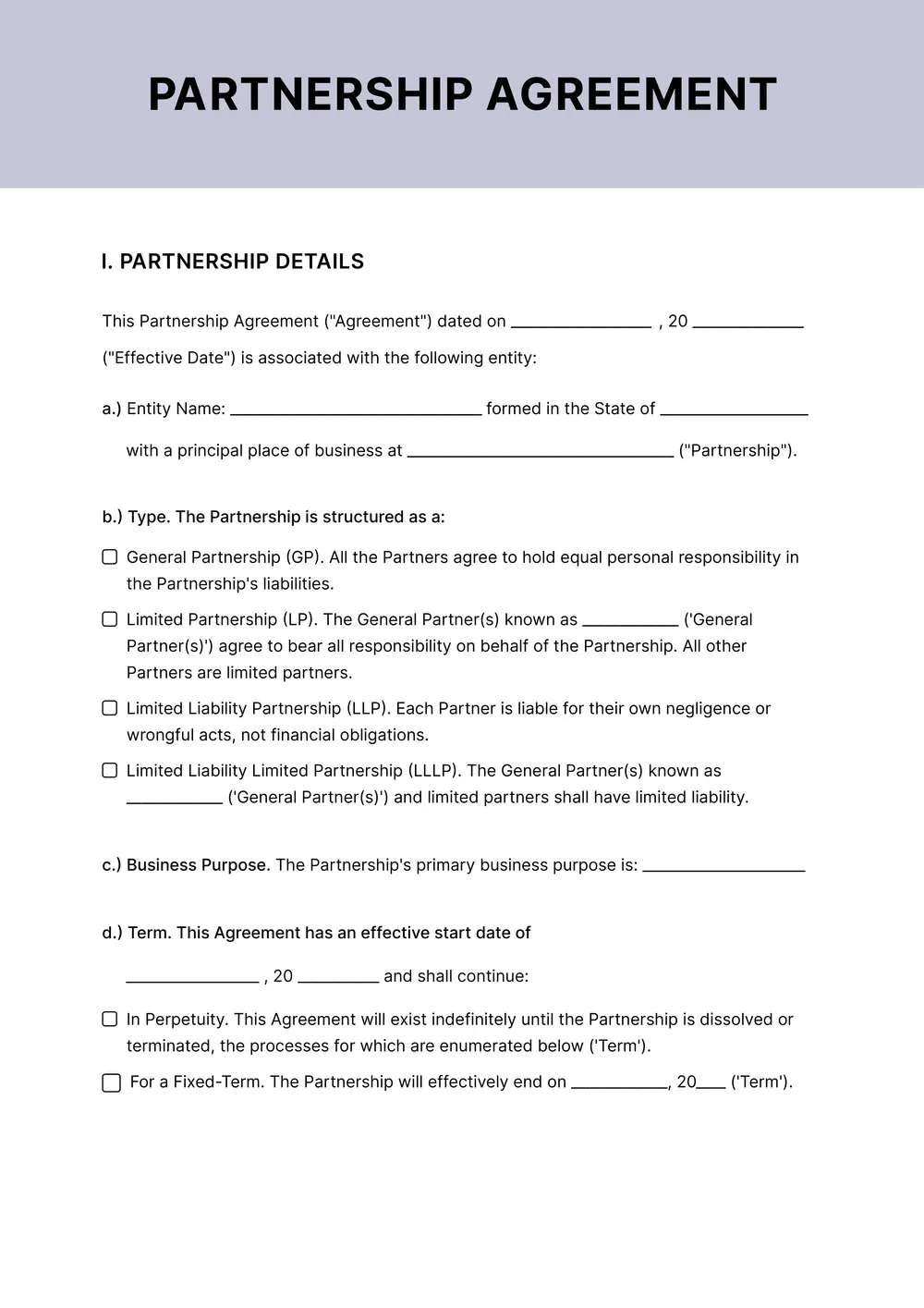 partnership-contract form