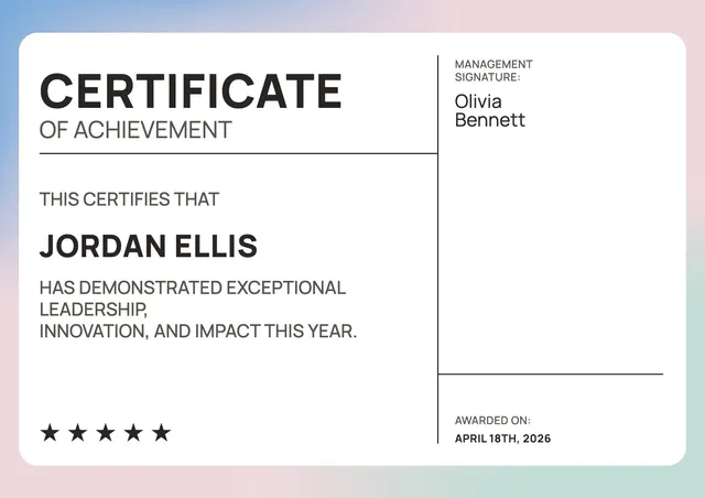 Pastel Frame Certificate of Achievement