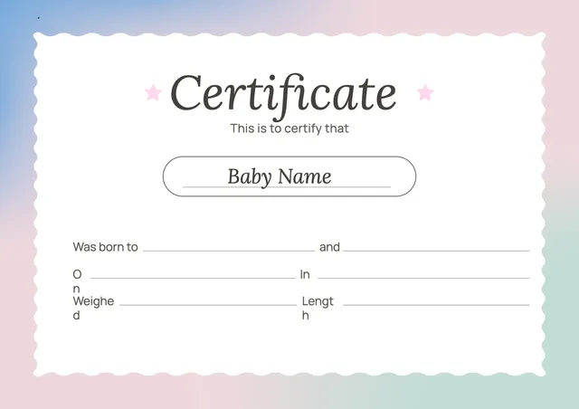 Pastel Wave Birth Certificate