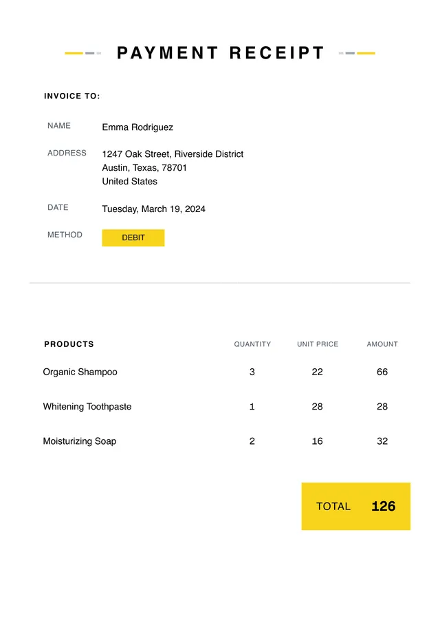 Payment Receipt Template