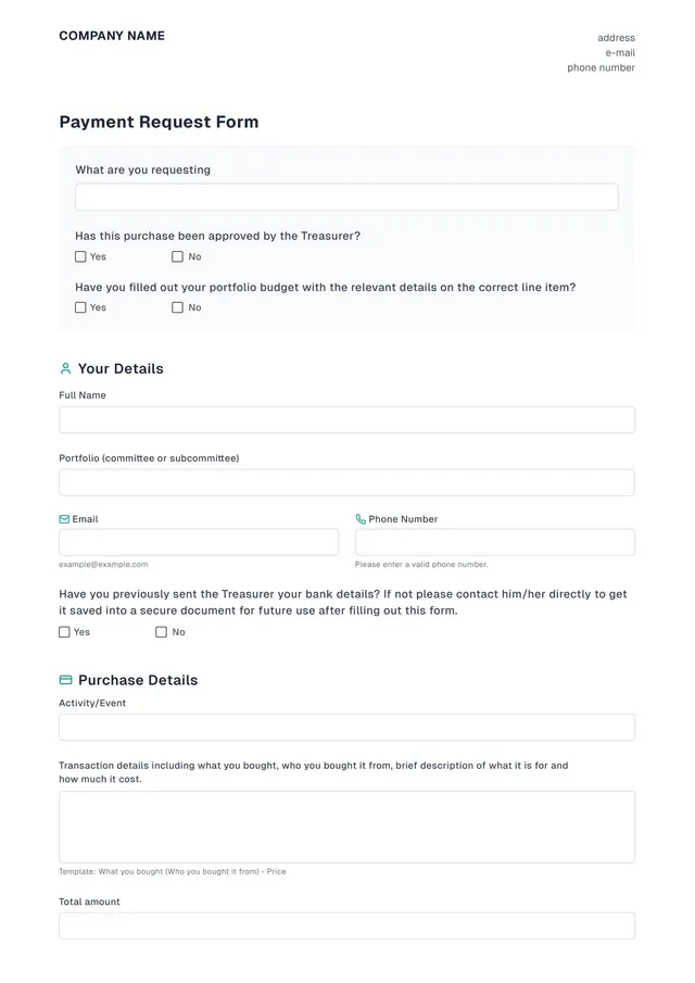 Payment Request Form