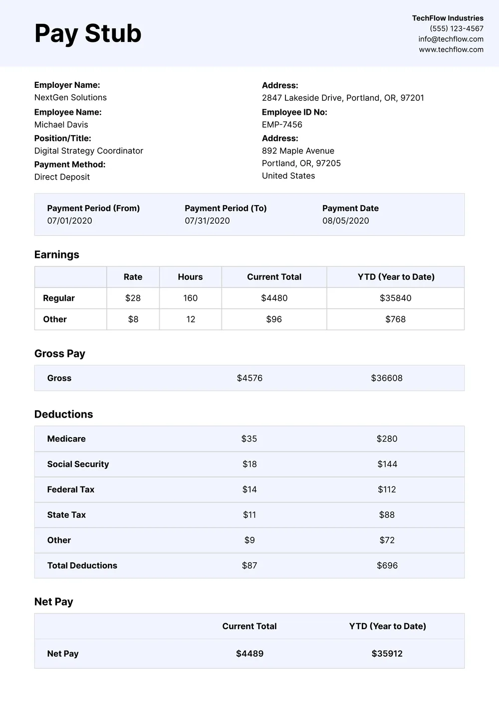 paystub form