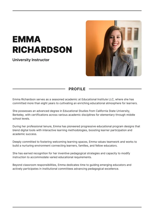 Personal Bio Template