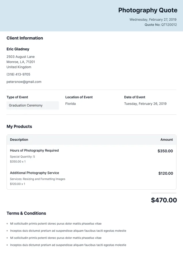 Photography Quote Template