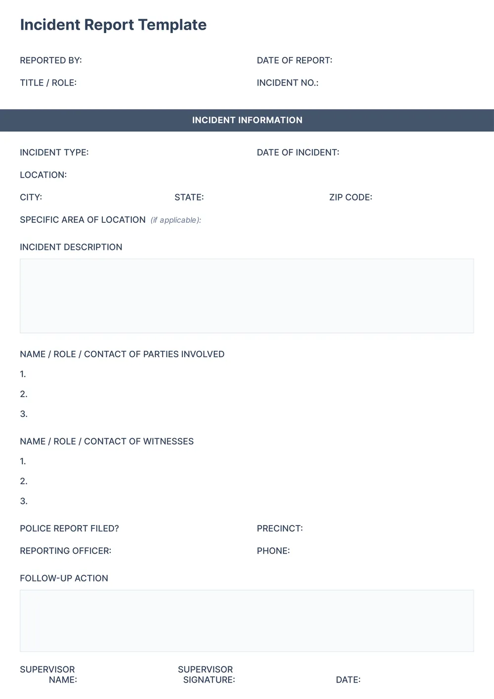 police-incident-report form