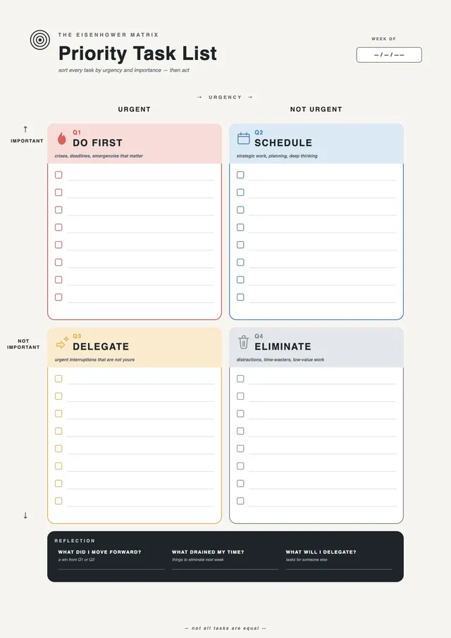 Priority Matrix To Do List