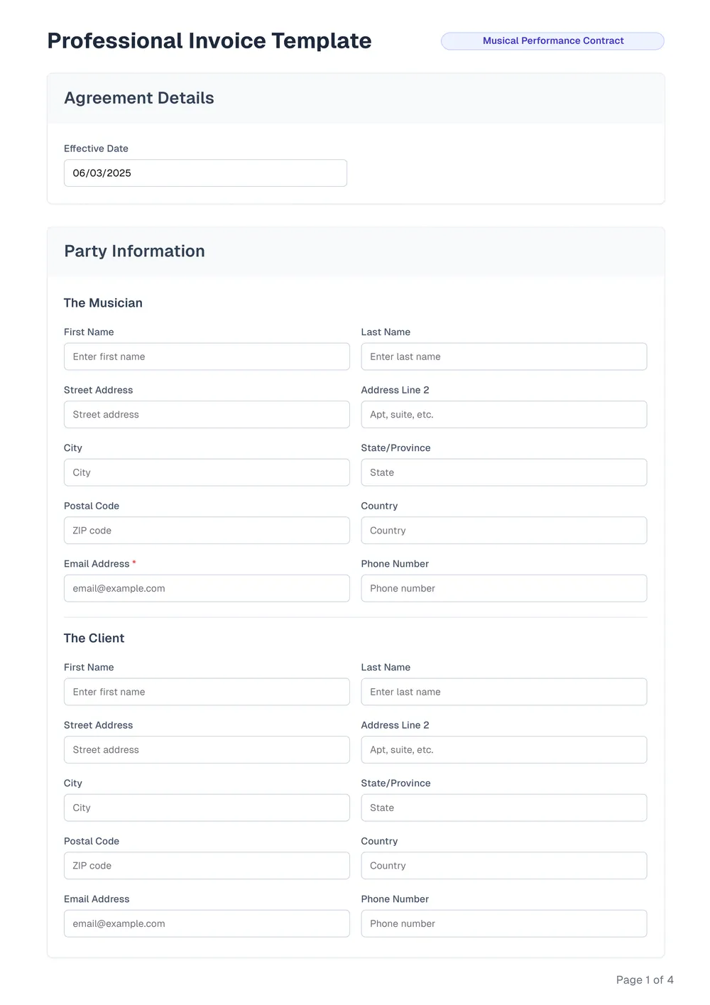 professional-invoice form