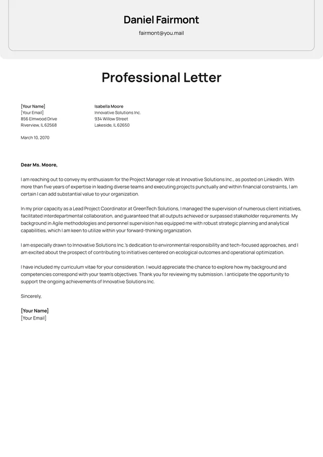 Professional Letter Template