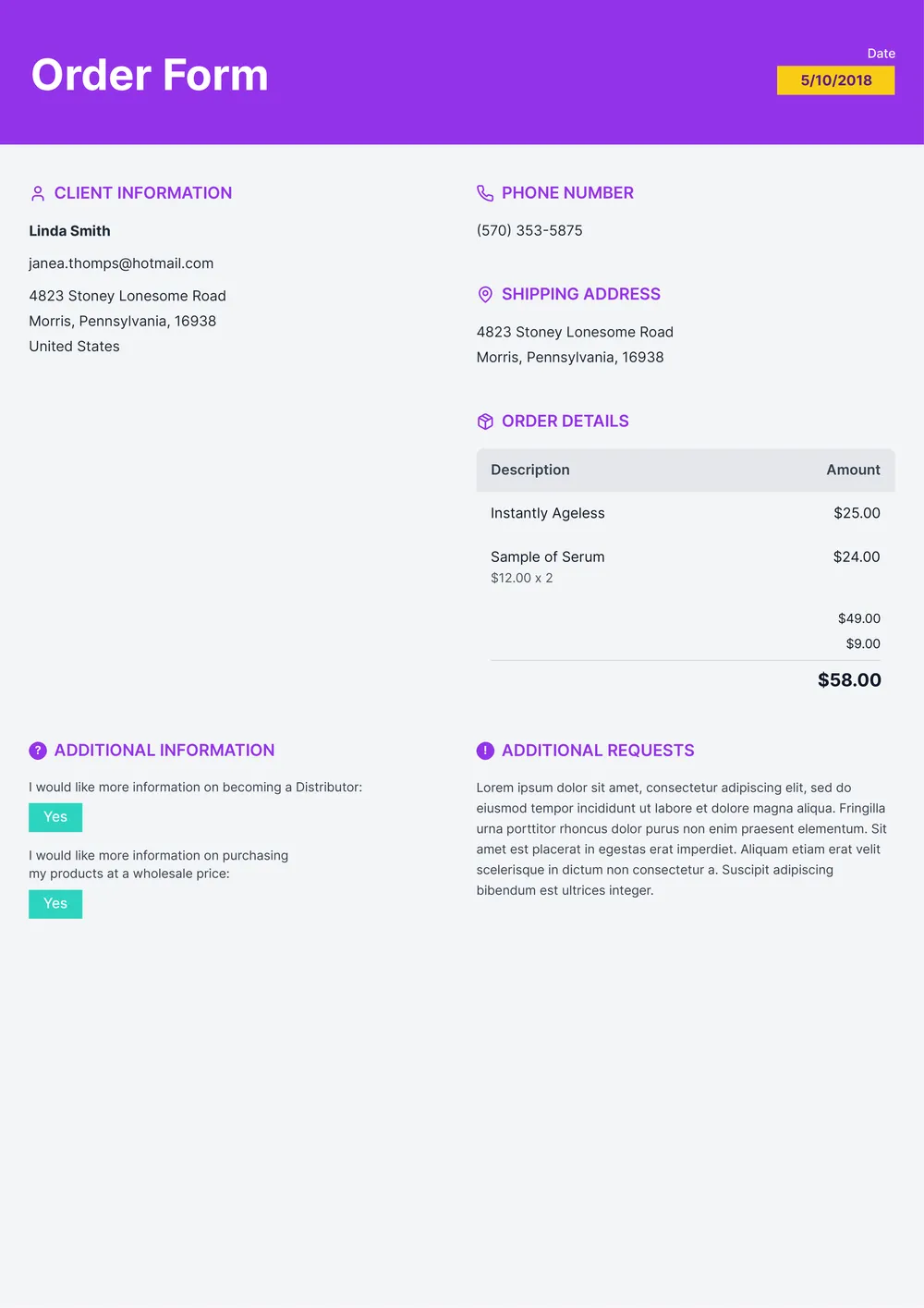 professional-receipt form