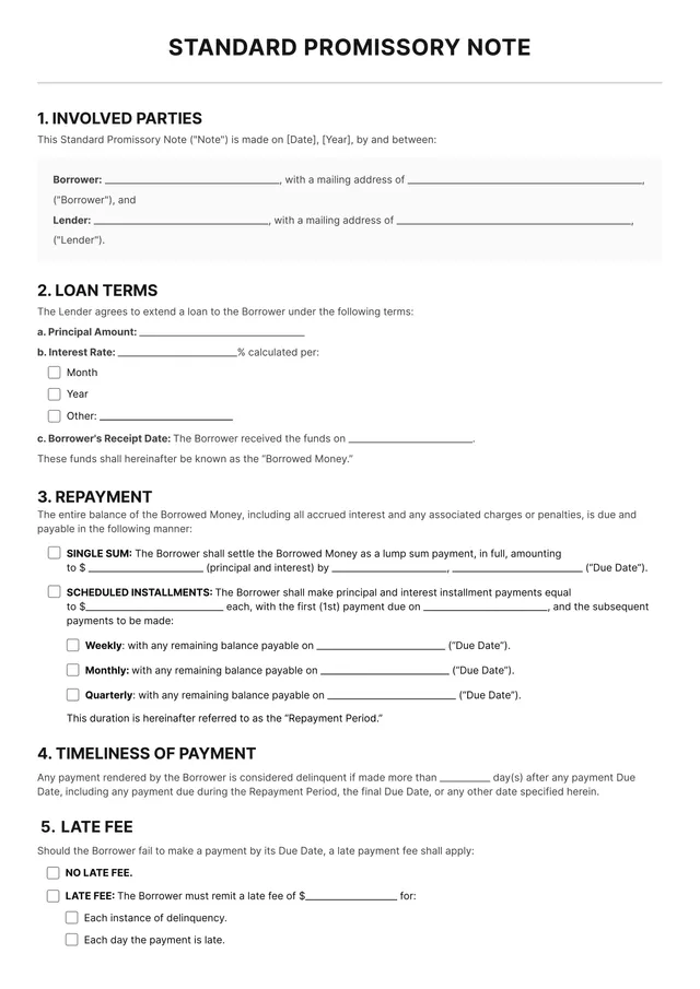 Promissory Note Template