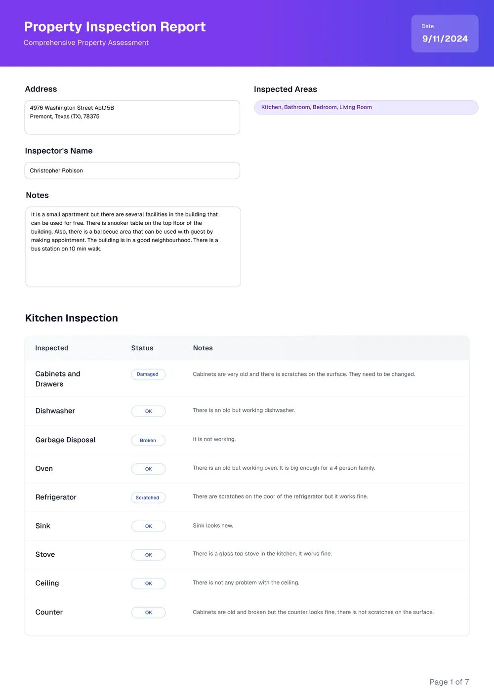 property-inspection-report form