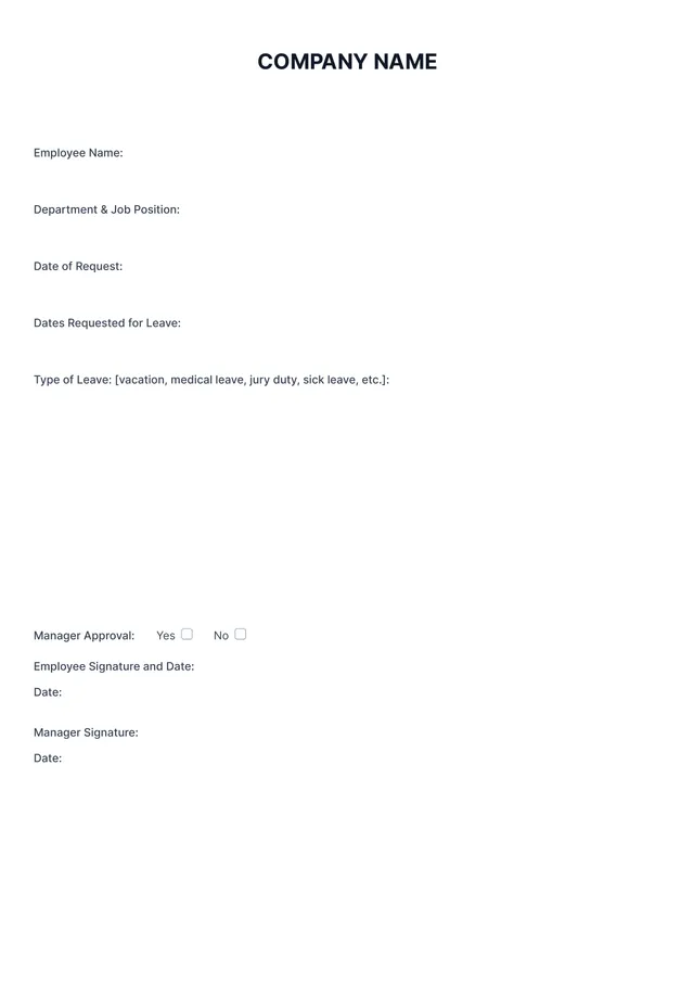 Pto Request Template