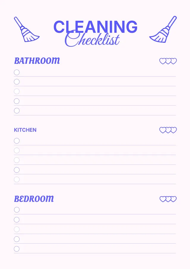 Purple Cleaning Checklist