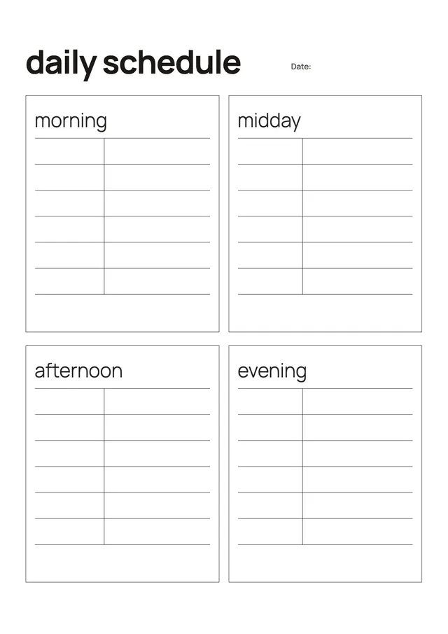Quadrant Daily Schedule