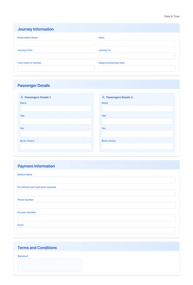 Rail Ticket Booking Template