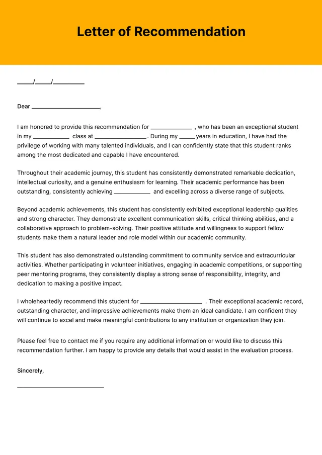 Reference Letter Template