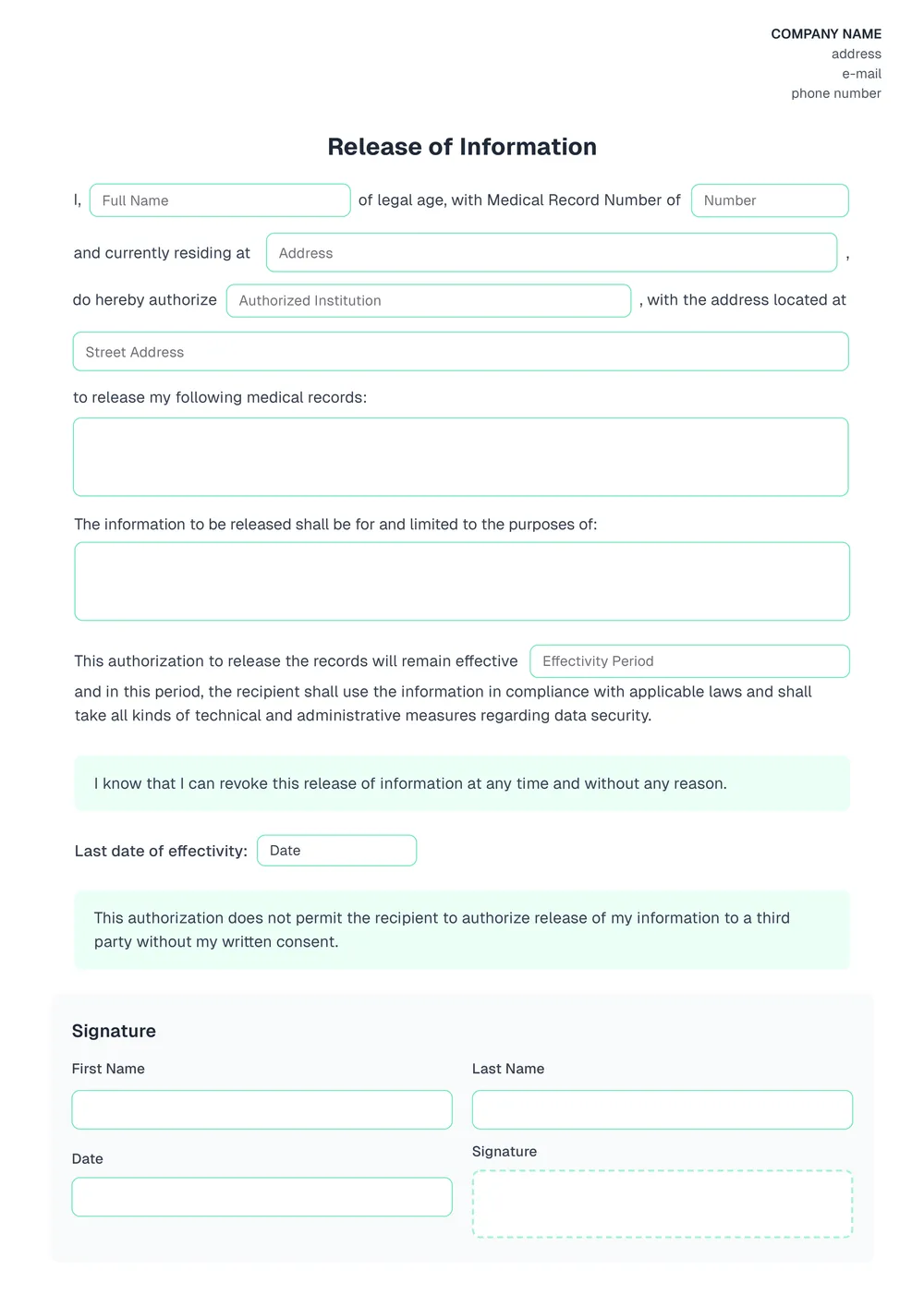 release-of-information form