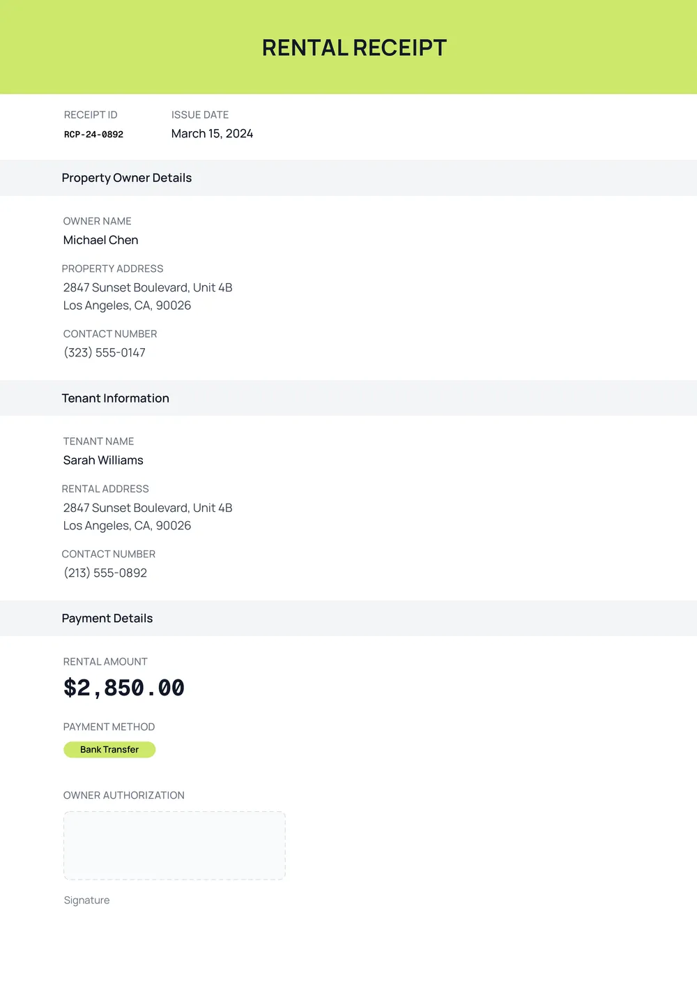 rent-receipt form