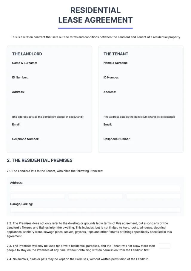 Rental Agreement Template