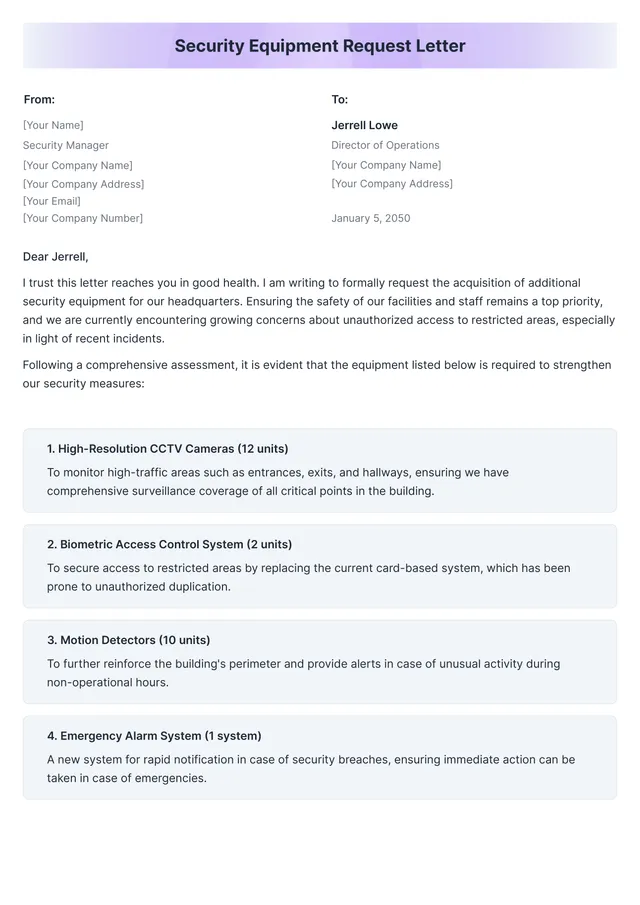 Request for Bid Template