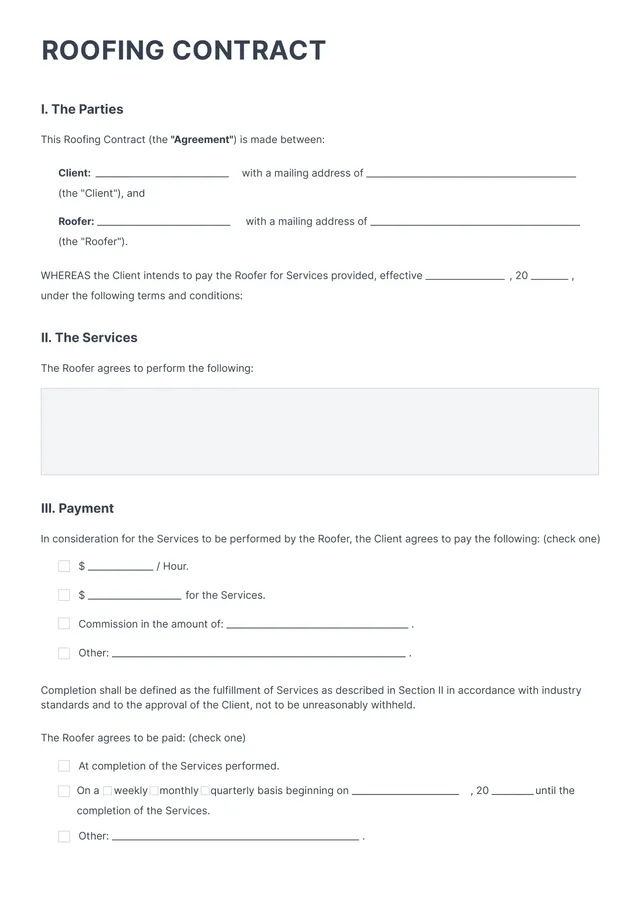Roofing Contract Template