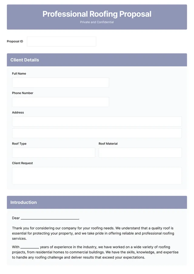 Roofing Proposal Template