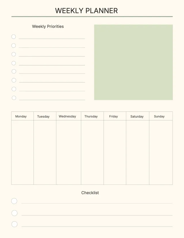 Sage Weekly Checklist