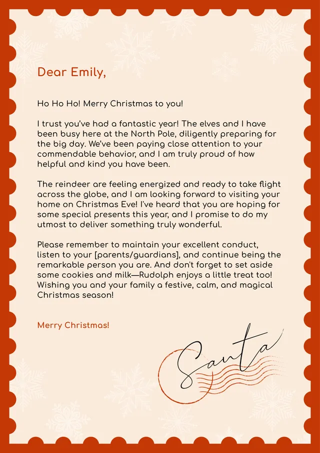 Santa Letter Template