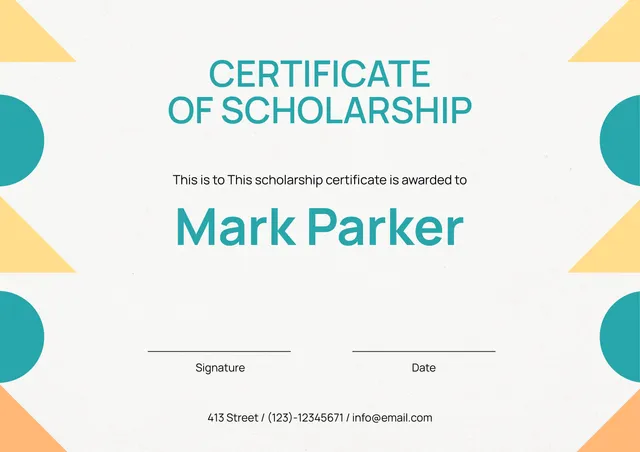Scholarship Certificate Template
