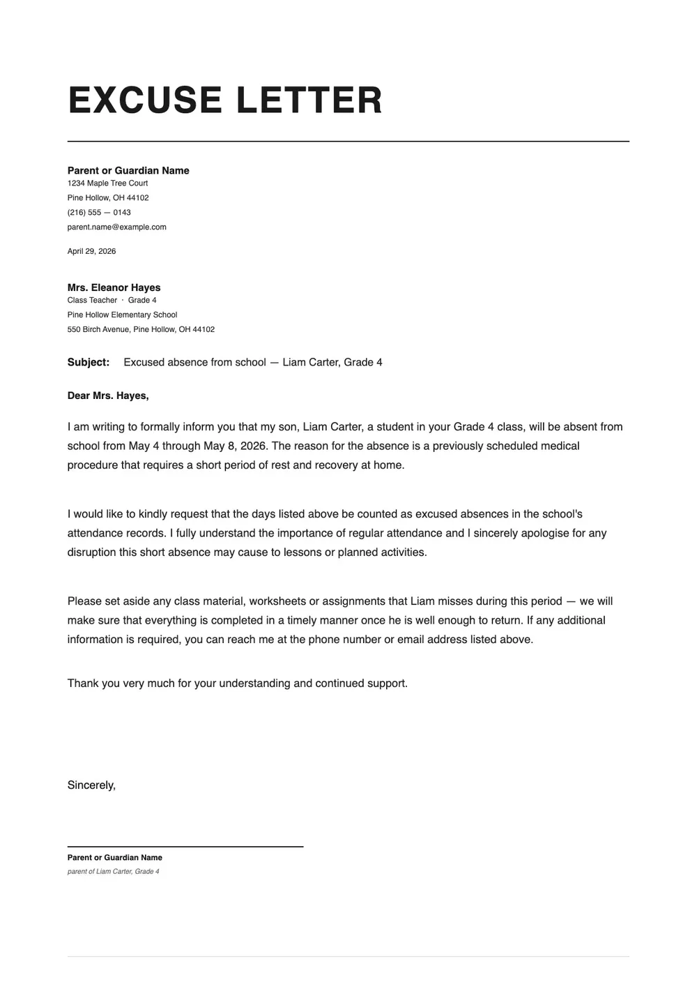 school-excuse-letter-from-parents form
