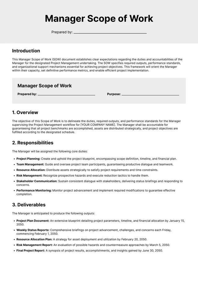 Scope of Work Template